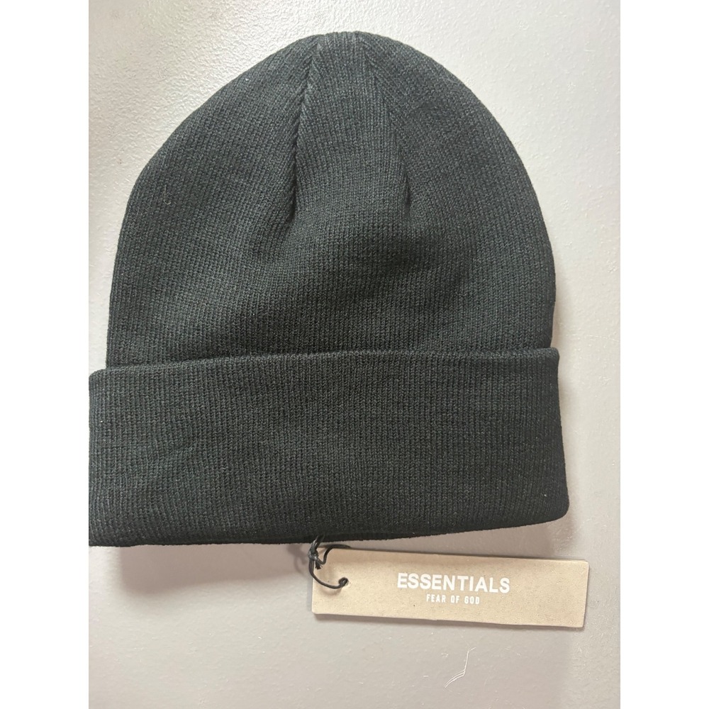 Fear of God Essentials Beanie Mens OS Black Sixth Collection Cuffed Knit Hat NWT - Picture 5 of 6